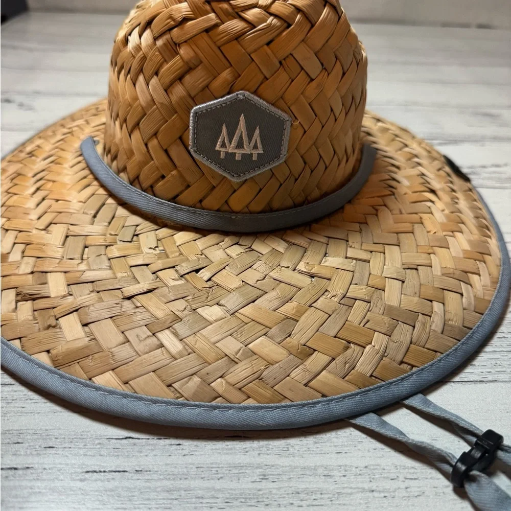 Kids' Woven Straw Hat with Gray Trim - Picture 2 of 12